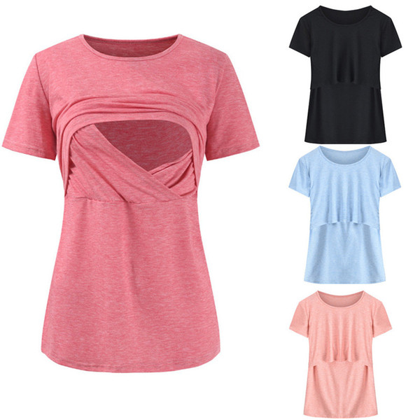 Summer Nursing T-shirt Maternity Tops Breastfeeding T-shirts Short Sleeve Tees Pregnancy Feeding Gravidas Pregnant Clothing