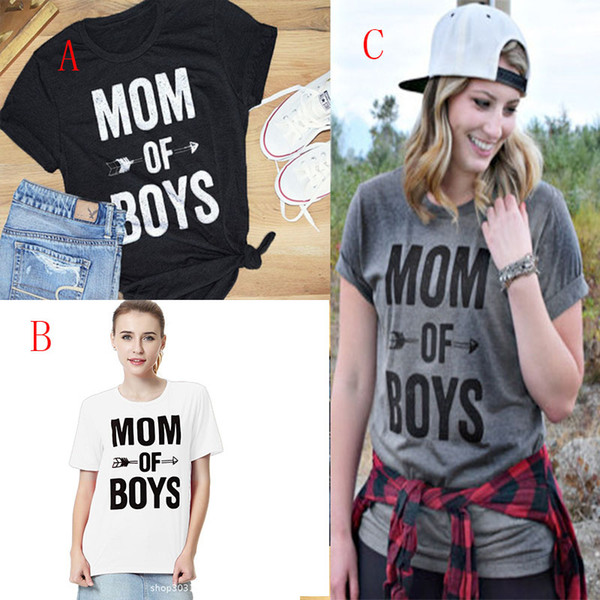 Women Maternity mom of boys letters printing T-shirt INS women short sleeve Tees 2018 new summer letter tops 3 colors C3619