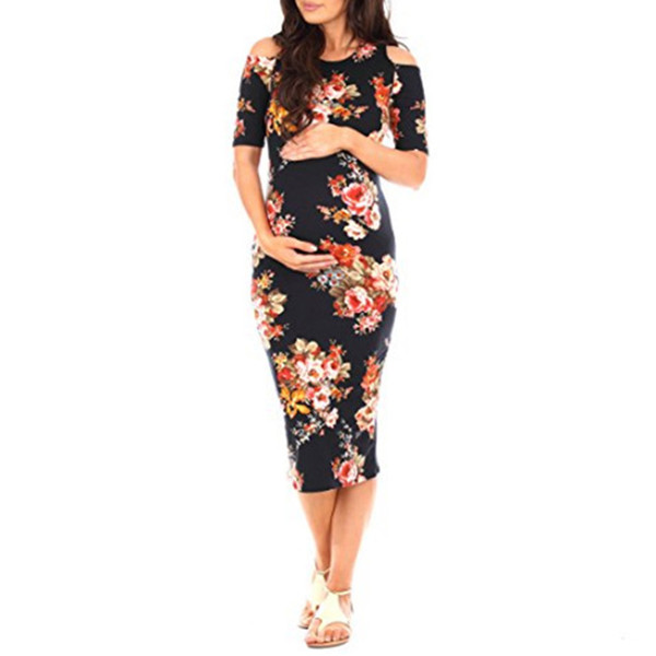 2018 Women's Ruffle Off Shoulder Maternity Dress Women Dress Ruffles Pregnancy Clothes Knee Length Bodycon Dresses For Summer