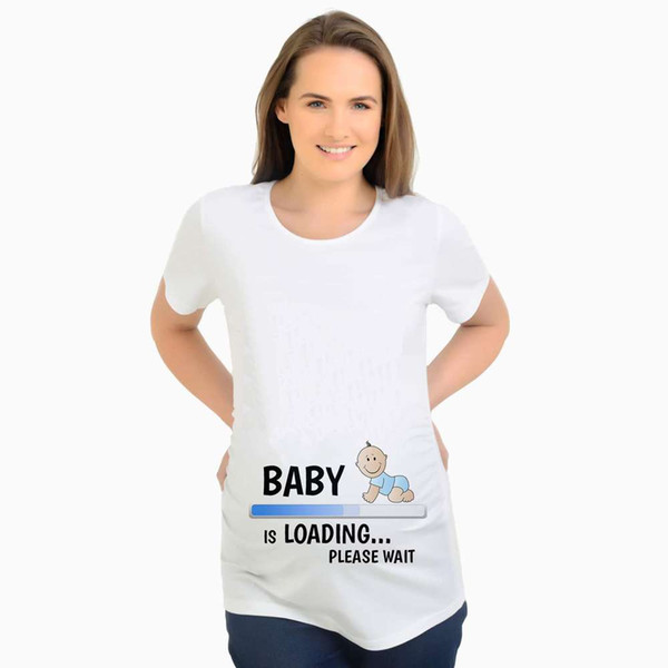 2017 Summer Designer Funny T Shirts Pregnant Maternity BABY NOW LOADING T-Shirt Women Letter Print Casual Cotton Tshirt