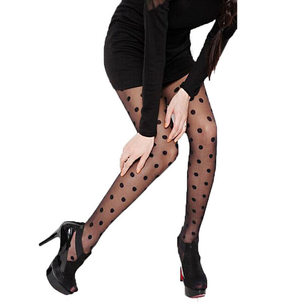 2019 Women fashion Sheer Lace Big Dot Pantyhose Stockings black White Tights C6032