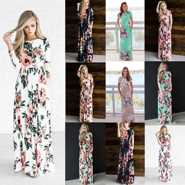 Spring Summer Floral Printed Boho Dresses Women Beach Bohemian long beach dress Vintage Maxi Maternity Dresses