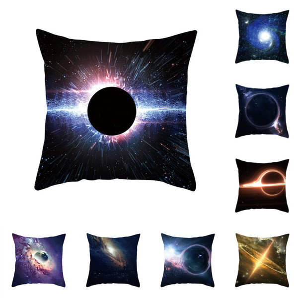 Universe Printed Pillowcase Galaxy Planet Pillow Cover Black Hole Floral Car Sofa Square Pillow Case Home Decorative 45*45cm Cheap A41805