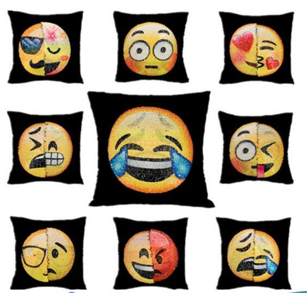 Emoji Sequins Pillows Case 40*40cm Pillow Cover Throw Cushion Cover Sofa Nap Cushion Covers Home Decor Maternity Pillows 12 style A08