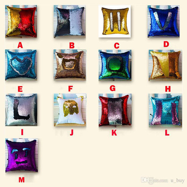 Sequin Pillow Case Reversible Sequin Mermaid Glitter Sofa Cushion Cover Pillow Case Double Color Pillowslip Case cover 40*40cm