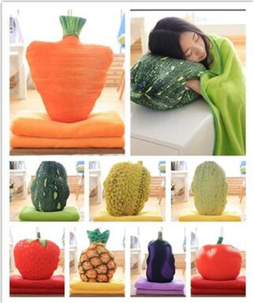 Fruits Vegetables Shaped Cushion PillowWith blanket Stuffed Plush Doll Children Adult Back Cushion Sofa Cushion Home Decor