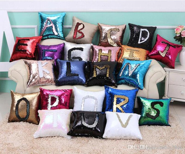 Sequin Pillow Case Reversible Sequin Mermaid Glitter Sofa Cushion Cover Pillow Case Double Color Pillowslip Case cover