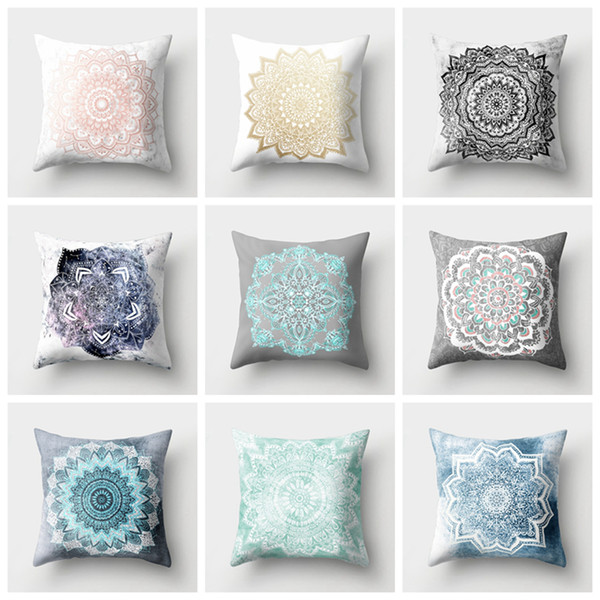 18 Styles Mandala Geometric Flower Printed Pillowcase Pillow Cover Sofa Car Cushion Cover Decoration Home Textiles 45*45cm NNA470