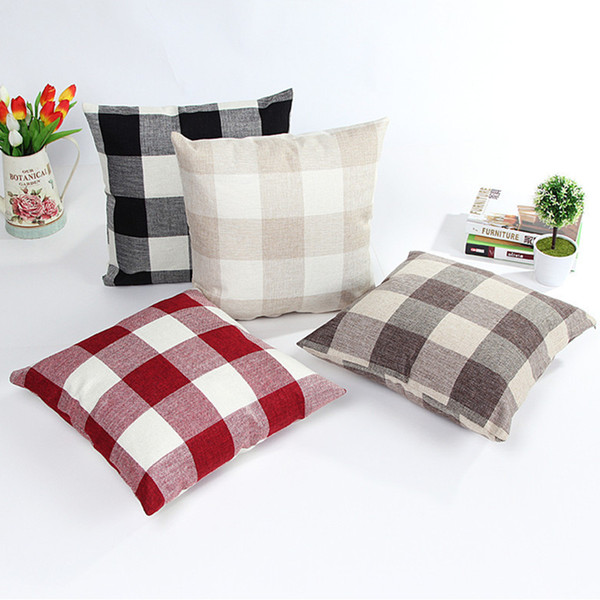 Plaid Pillowcase Check Pattern Pillow Cover Tartan Design Linen Cotton Bedding Home Textiles 9 Styles Optional 45*45cm NNA404