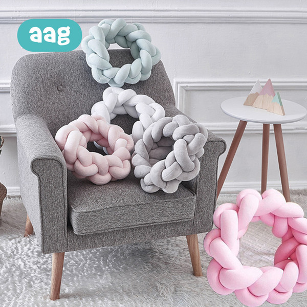 AAG Knot Ball Pillow Hand Knotted Creative Pillow Lumbar Nordic Woven Bed Sofa Home Decorative Cushion Solid Color