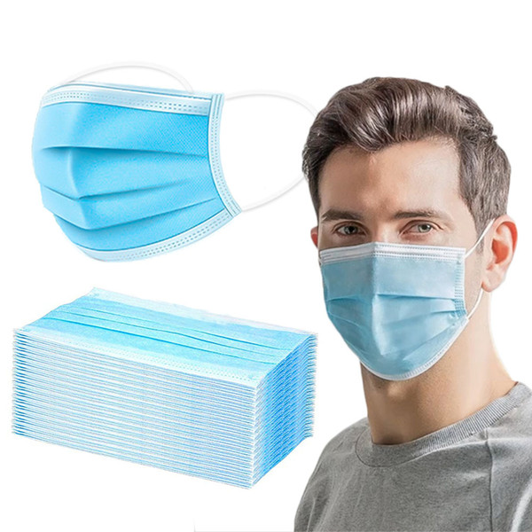 50pcs Disposable Anti Virus Mask Anti Dust Mouth Face Mask Three Non Woven Ear Loops Face Masks 3 Layer Filter Non Woven Disposable Masks