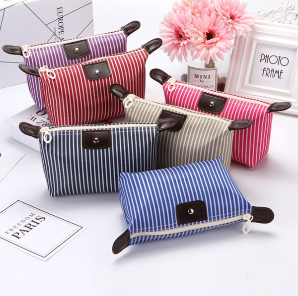 Dumpling Makeup Bag striped Polyester Cosmetic Bag Around Soft Portable Korean Version Make Up Bag 2019 new design