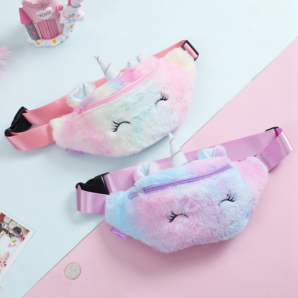 Kid Unicorn Stuffed Pencil Waist Bag Belt Fanny Pack Beach Bag Student Teenager Purses Sports Outdoor Storag Cosmetic Bags 2styles RRA2306