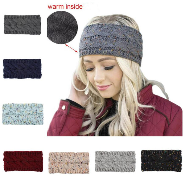 Women Thicken Crochet Headband 12Colors Elastic Girls Knitting Headbands Hairbands Fashion Women Winter Headwrap Crochet Ear Warmer