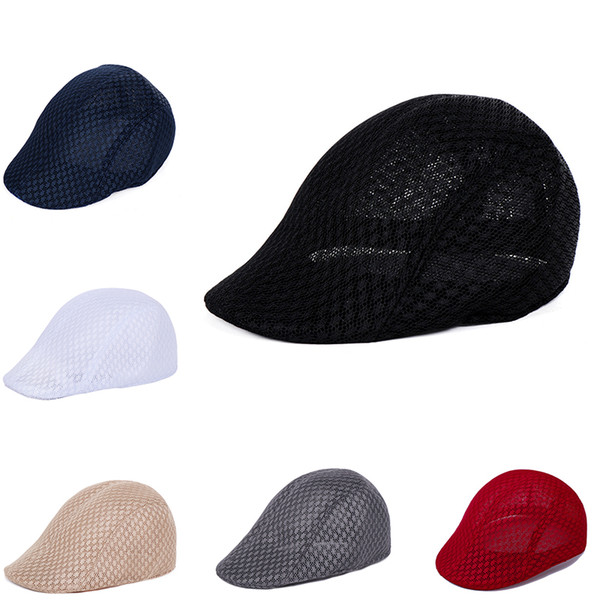 Sunscreen Unisex Peaked Cap Man Women Pure Color Mesh Surface Breathable Beret for outdoors sports Casual Adjustable Hat LA178