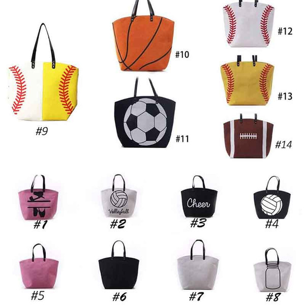 Fashion Mommy Bag Canvas Softball Baseball Shoulder Bags Tote Sports Bags Casual Softball Bag Football Soccer Basketball Tote Bag HH-B04