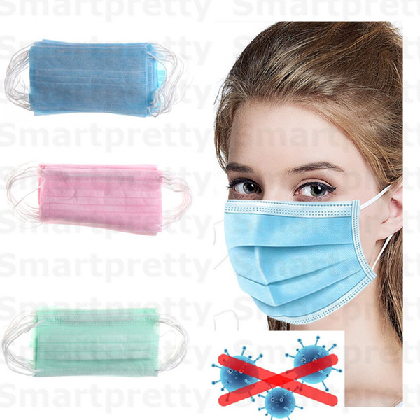 50pcs/lot Disposable Face Masks with Elastic Ear Loop 3 Ply Breathable Anti-Dust Air Pollution Flu Outdoor Respirator Protective Mask E31301