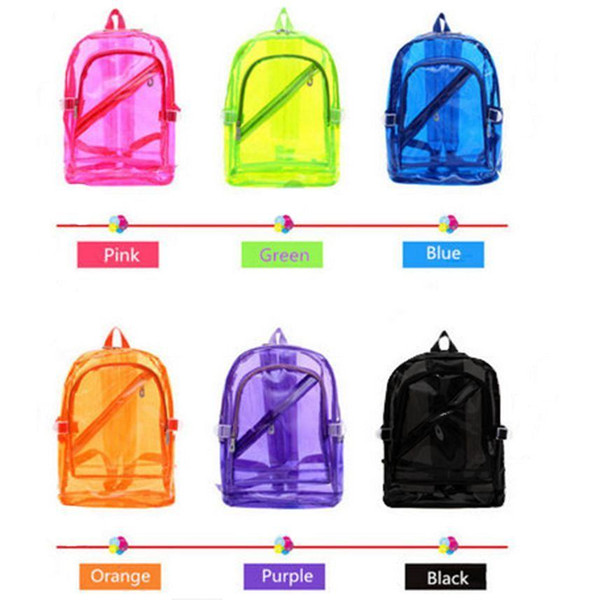 Women Fashion New Style Candy Color Clear Transparent Beach Backpack Student Bag