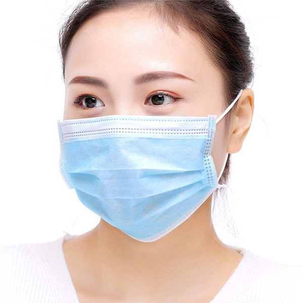 2020 Unisex Face Mask Anti-dust Safe Soft Breathable Mouth Mask Protective Mask Disposable 3 Layers Ear Loop Non-woven Face Masks E22901