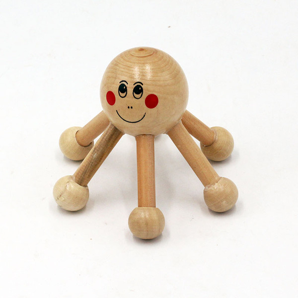 Free shipping wood Hexagon Head massage Lotus Wooden Manual Cervical spine massager neck shock head massager rvical spine massager neck sho