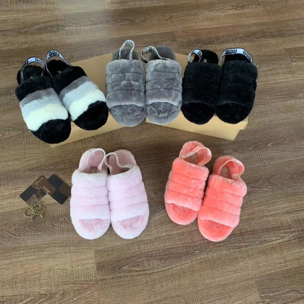 New Winter Slippers Gravida High Quality Romantic Plush Series Snow Boots Fox Fur Two Wear Elastic Band Slippers Christmas Gift