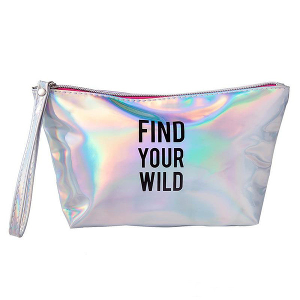 Glitter Makeup bags cosmetic bag Love Pink Hologram Laser Cosmetic bag Make Up bags Large capacity Storage waterproof wash tolitery bag