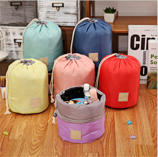 Barrel Shape Handbag Cosmetic Makeup Bags Big Capacity Drawstring Drum Wash Organizer Storage Travel Dresser Pouch Bags for women Christmas