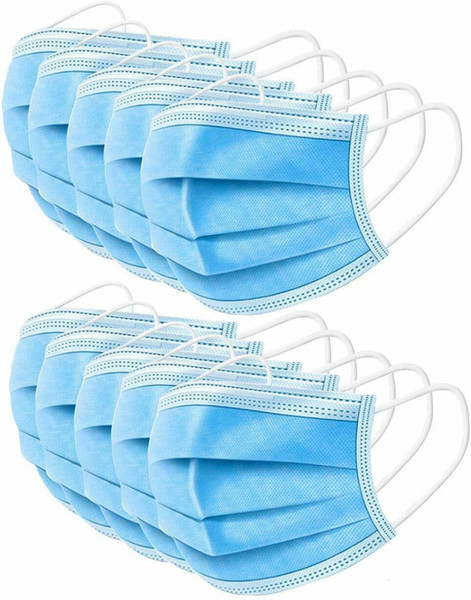 hot sale 500pcs/Disposable Face Mask 3 Layer Ear-loop Dust Mouth Masks Cover Non-woven Outdoor Party Dust Mask Electrostatic Filtration