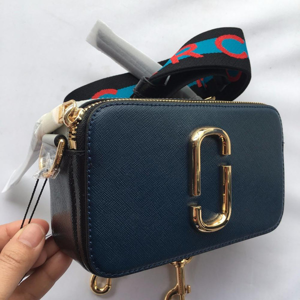 Designer Women Square Camera Bag Shoulder Small Bag Strap Letter Leather Mini Marc Ladies Handbag Double Zipper Cosmetic Bags Jacobs