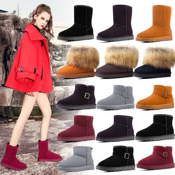 Women's Leather 2019 Short Tube New Warm Winter Cotton Shoes Casual Snow Boots