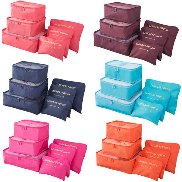 Travel Makeup Bag Home Luggage Storage Clothes Storage Organizer Portable Cosmetic Bags Bra Underwear Pouch 8colors 6pcs/Set RRA2288