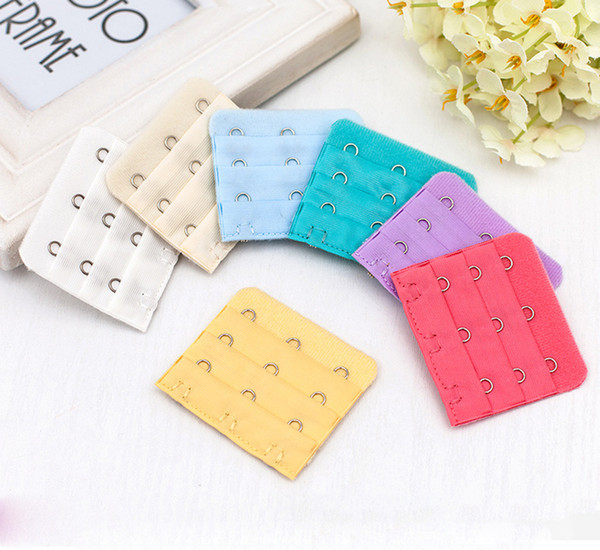 Wholesale Ladies 3 Rows 3 Hooks Bra Strap Long Extender Hook Clip Nude Adjustable Belt Buckle with multi-color available C1331