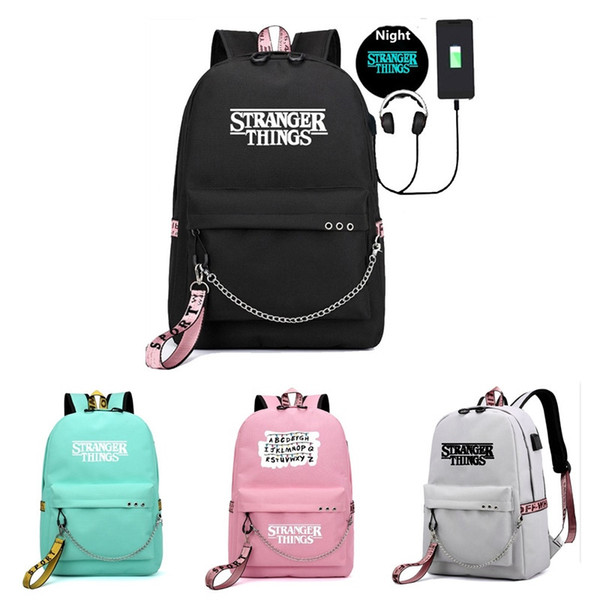 Hot Sale 2020 Stranger Things Backpack USB Charging Large Space Waterproof Wearable Multiple Colors Optional Student Bag Birthday Gift