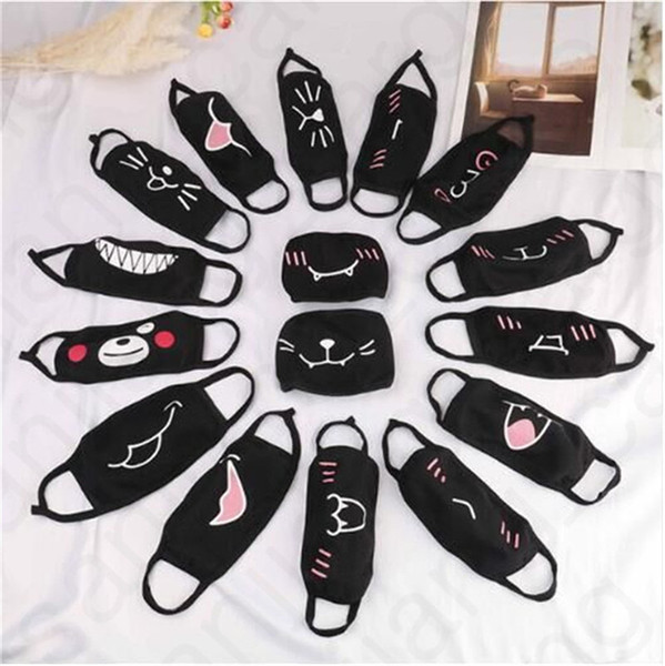 Cartoon Face Masks Anti Dust Face Cover Kawaii Anime Animal Mouth Masks Women MEN Teens Yougth Breathable Cotton Black Mask 2020 D31406