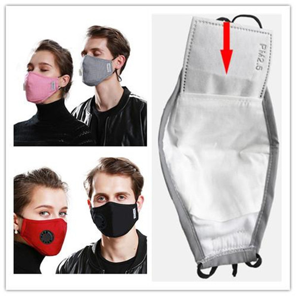 Winter PM2.5 Breather Valve Face Masks Anti-Dust and Flu Virus Haze Mask Adjustable N95 Protection Cotton Masks with 2 Filter 2020 D3305