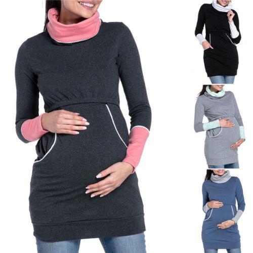 Pudcoco 2018 New Arrival Women Maternity Tops Cotton Casual Warm Breastfeeding Long Sleeve Clothes Nursing Solid Hoodie Tops Hot