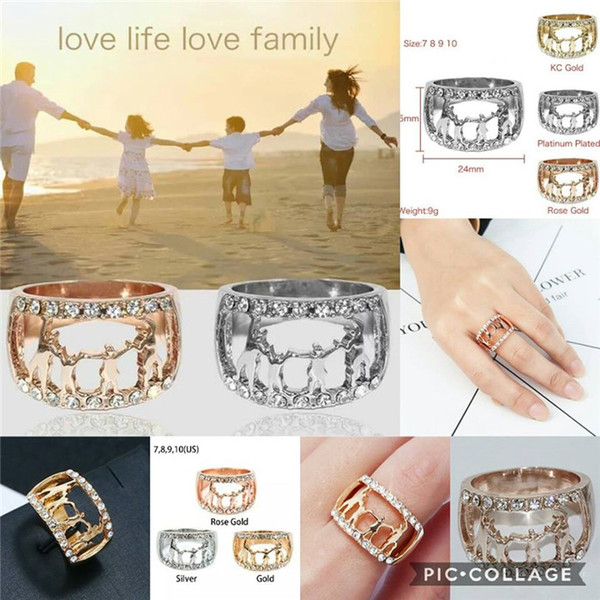 JUXU Mother's Day Ring Original Family Ring Grandma Gift Hand Act Love Life Love Family Ring