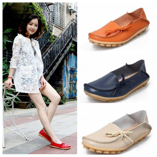 Genuine Leather Women Shoes Fashion Causal Peas Shoes Super Soft Comfortable Women Flats High Quality New Design Maternity Shoes YL95