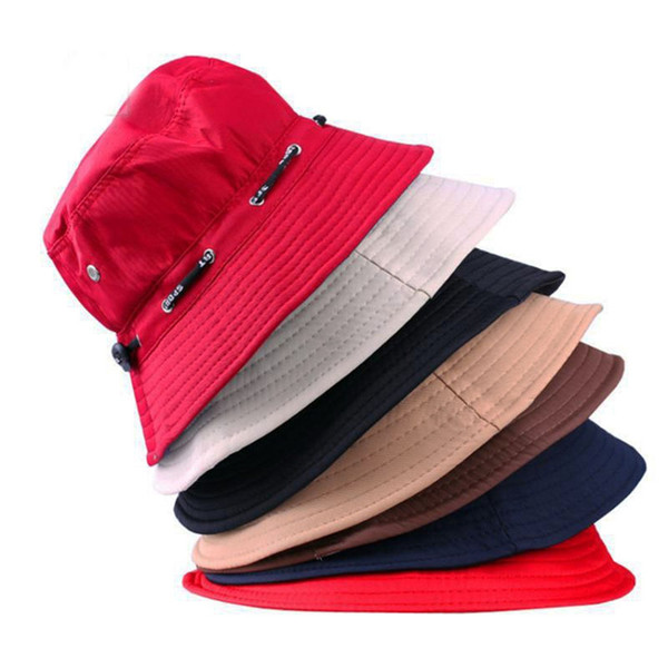 Fashion Unisex Cotton Bucket Hat Solid Color Summer Outdoor Travel Beach Fisherman Sun Cap Hunting Sport Hats