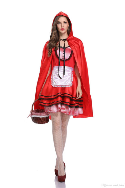 2018 new Halloween costume adult Little Red Riding Hood COS dresses up fairy tale princess dress Christmas costume online free