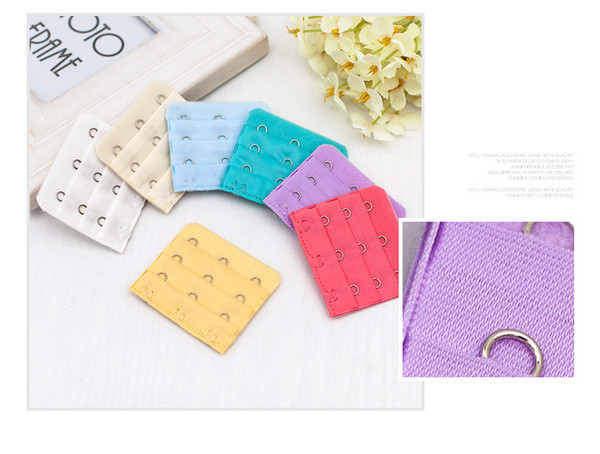 Wholesale for Useful Ladies 3 Rows 3 Hooks Bra Strap Long Extender Hook Clip Nude Adjustable Belt Buckle with multi-color available