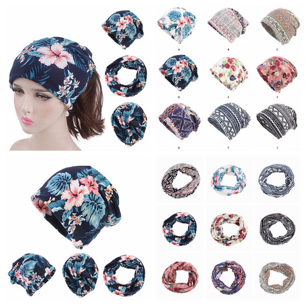 9Colors Women Flower Print Head Scarf Cotton Floral Ethnic Chemo Hat Turban Headwear Bandana Cancer Hijab Hat Maternity Cap