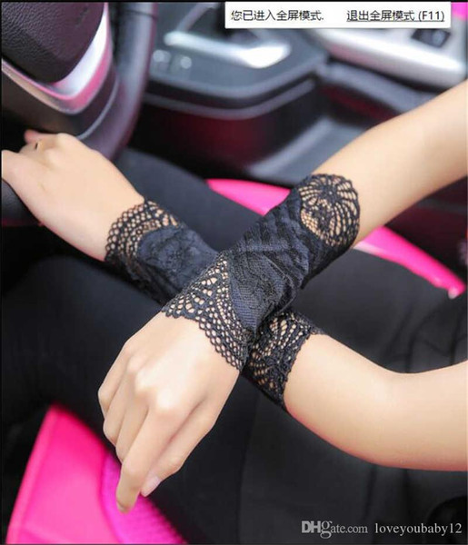 Spring and Summer Ladies Super Thin Wrist Sleeve, Sunscreen Short Style, Hollow-out Pregnant Women Driving and Riding Lace Sleeve Arm Sleeve