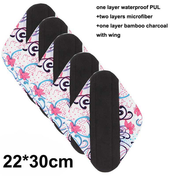 Bamboo Charcoal Sanitary Pads Regular Flow pads Reusable Health higiene feminina Menstrual Cloth Maternity Pads