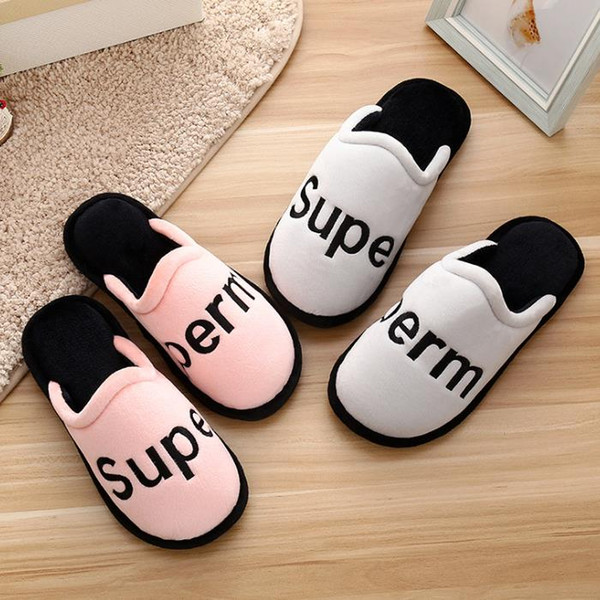 Indoor Warm Lovers Fashion Maternity Winter Letter Slippers Thick Bottom Designer Woman Pregnent Home Cotton Slippers