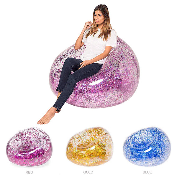 3 Colors 100cm Inflatable Sofa Colorful Glitters Air Mattress Beach Lounger Lazy Sleeping Bag Adult Children Pool Toys Air Sofa MMA1875