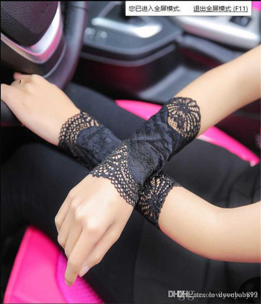 Spring and Summer Ladies Super Thin Wrist Sleeve, Sunscreen Short Style, Hollow-out Pregnant Women Driving and Riding Lace Sleeve Arm Sleeve