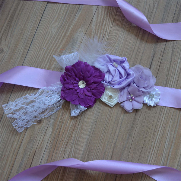 Euro-American pop Purple Lace hand-made floret photography elegant stitching flower waist seal