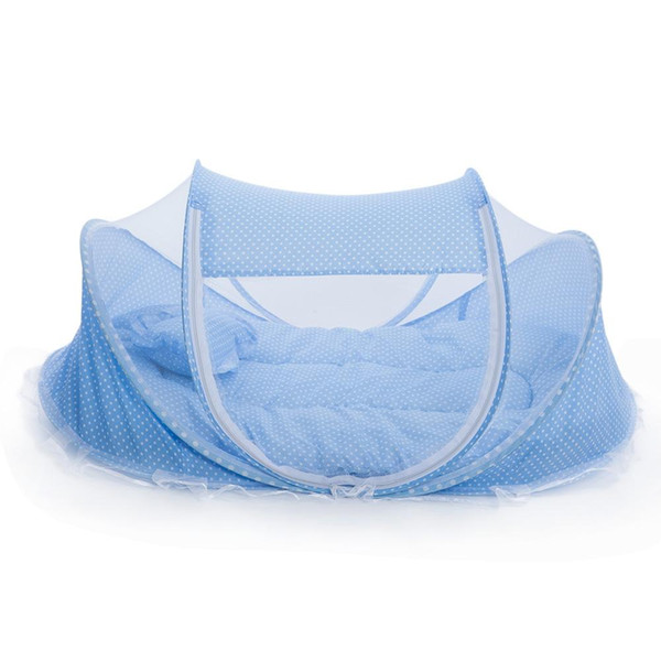 4pcs/set Portable Type Kids Comfortable Babies Travel Bed Sealed Mosquito Net Mattress Pillow Mesh Bag