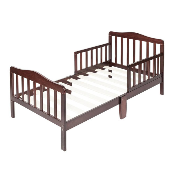 free shipping Wooden Baby Toddler Bed Children Bedroom Furniture with Safety Guardrails white drop shipping boy and girl baby beWooden Baby